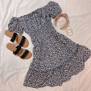 Navy Blue Floral Summer Dress